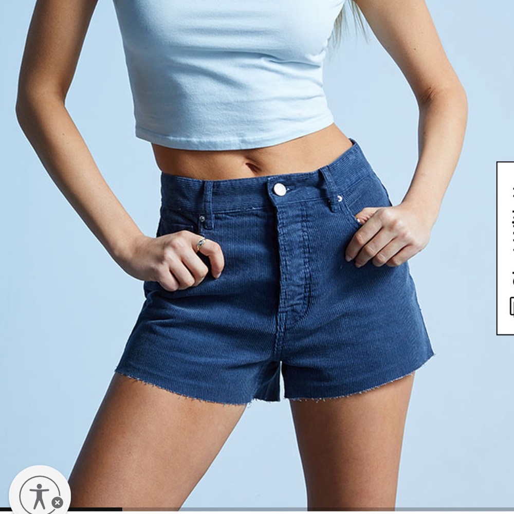 Navy Corduroy Vintage High Waisted Denim Shorts